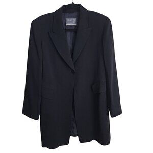 Lafayette 148 New York Black 1 Button Long Line Breakaway Front Blazer Size Sp